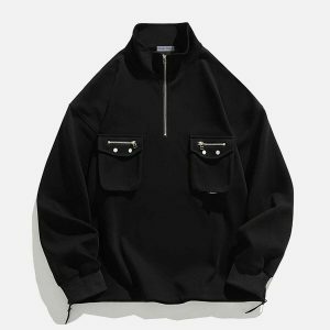 retro zip up pocket sweatshirt [edgy] 4528